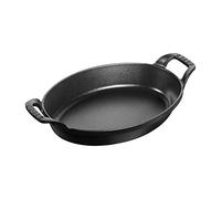 STAUB Plat Empilable en Fonte, Ovale, Ø 24 cm, 1 L, Noir Mat