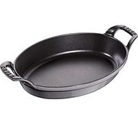 Staub Plat à four empilable ovale en fonte 24 cm 1 L Gris graphite