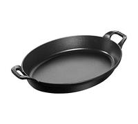 STAUB Plat Empilable en Fonte, Ovale, Ø 32 cm, 2,20 L, Noir Mat