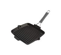 STAUB Poêle Gril En Fonte 24 x 24 cm, Induction, Fabriquée En France | Intérieur Émail Noir Mat, Bec Verseur, Tous Feux Dont Induction, Poignée Rabattable