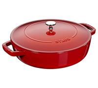 STAUB Sauteuse Chistera en Fonte, Ø 24 cm, 2,4 L, Cerise | Couvercle avec système d’auto-arrosage, Compatible tous feux et four, Fabriquée en France