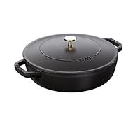 STAUB Sauteuse Chistera en Fonte 24 cm, 2,5 L, Noire, Induction | Couvercle avec système d’auto-arrosage, compatible tous feux et four, fabriquée en France