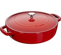 STAUB Sauteuse Chistera en Fonte 28 cm, 3,7 L, Cerise, Induction | Couvercle avec système d’auto-arrosage, compatible tous feux et four, fabriquée en France