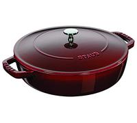 STAUB Chistera braisière en fonte, tous feux dont induction, ronde, 28 cm, 3,7 L, Made in France, rouge grenadine