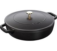 STAUB Sauteuse Chistera en Fonte 28 cm, 3,7 L, Noire, Induction | Couvercle avec système d’auto-arrosage, compatible tous feux et four, fabriquée en France