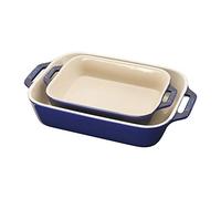 STAUB Set de Plat à Four Rectangulaire, Céramique, bleu foncé, 2-piece