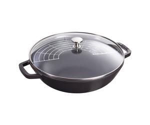 Staub Spécialités 30 cm, Wok avec couvercle en verre, Noir mat