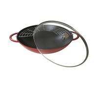 Staub Spécialités 37 cm, Wok avec couvercle en verre, Cerise