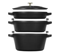 Staub Stackable Set 3-pcs, Set empilable, Noir mat
