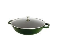 STAUB Wok en Fonte avec Couvercle en Verre, Ø 30 cm, 4,40 L, Basilic