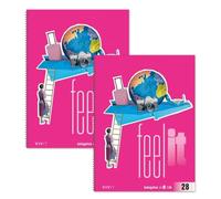 Staufen Feel it rose avion - 2 blocs de 80 feuilles chacun, réglure 28 (quadrillé 5 mm avec lignes marginales), format DIN A4, reliure quadruple, papier 70 g/m²