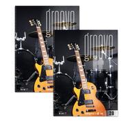 Staufen Groove it Guitare - 2 blocs de 80 feuilles chacun, réglure 28 (quadrillé 5 mm avec lignes marginales), DIN A4, reliure quadruple, papier 70 g/m²