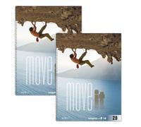 Staufen Move it Escalade - 2 blocs de 80 feuilles chacun, réglure 28 (quadrillé 5 mm avec lignes de marge), DIN A4, reliure quadruple, papier 70 g/m²
