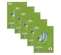 Staufen Ursus Style College Lot de 5 blocs-notes Format A4 ligné 28 (5 mm quadrillé avec marges) 80 feuilles perforées 4 trous Papier recyclé 70 g/m² Vert