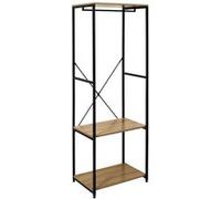 STAVI - Portant avec Etagères Métal Noir Plateaux Effet Bois - Altobuy Marron G
