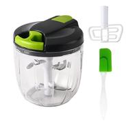 STAWINM Hachoir manuel multifonction 900 ml avec cordon de traction pour trancher les légumes, broyeur de nourriture manuel de cuisine avec 5 lames en acier inoxydable et raclette pour légumes,
