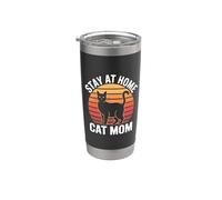 Stay At Home Cat Mom Gobelet isotherme en acier inoxydable double paroi