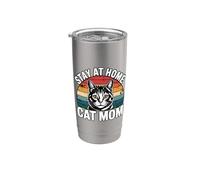 Stay At Home Cat Mom Gobelet isotherme en acier inoxydable double paroi