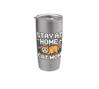 Stay At Home Cat Mom Gobelet isotherme en acier inoxydable double paroi