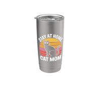 Stay At Home Cat Mom Gobelet isotherme en acier inoxydable double paroi