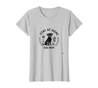 Stay at Home Dog Mom Cozy Pet Lover T-Shirt, Femme, Argent, L
