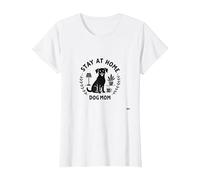 Stay at Home Dog Mom Cozy Pet Lover T-Shirt, Femme, Blanc, XS