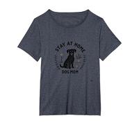 Stay at Home Dog Mom Cozy Pet Lover T-Shirt, Femme Grandes Tailles, Bleu Chiné, 6X