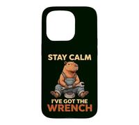 Stay Calm I've Got The Wrench Capybara Mécanicien Humour Coque pour iPhone 15 Pro