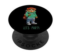 Stay Childish Let's Party, Funny Boys Girls Teddy Bear Style PopSockets PopGrip Adhésif