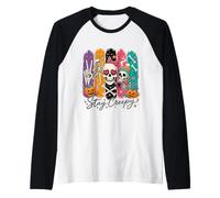 Stay Creepy Funny Skeleton Halloween Retro Spooky Manche Raglan