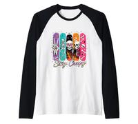 Stay Creepy Funny Skeleton Halloween Retro Spooky Manche Raglan