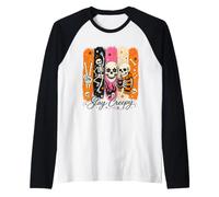 Stay Creepy Funny Skeleton Halloween Retro Spooky Manche Raglan