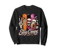 Stay Creepy Funny Skeleton Halloween Retro Spooky Sweatshirt