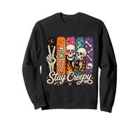 Stay Creepy Funny Skeleton Halloween Retro Spooky Sweatshirt