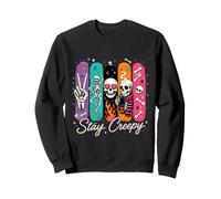 Stay Creepy Funny Skeleton Halloween Retro Spooky Sweatshirt