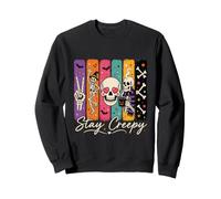 Stay Creepy Funny Skeleton Halloween Retro Spooky Sweatshirt