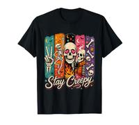 Stay Creepy Funny Skeleton Halloween Retro Spooky T-Shirt