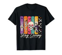 Stay Creepy Funny Skeleton Halloween Retro Spooky T-Shirt