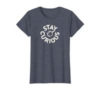 Stay Curious Détective Typographie Vintage T-Shirt, Femme, Bleu Chiné, XL