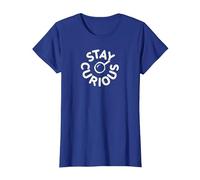 Stay Curious Détective Typographie Vintage T-Shirt, Femme, Bleu Royal, XXL