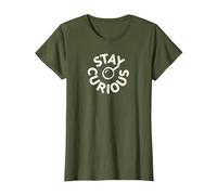 Stay Curious Détective Typographie Vintage T-Shirt, Femme, Olive, XL