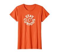 Stay Curious Détective Typographie Vintage T-Shirt, Femme, Orange, XL