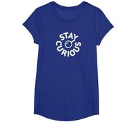 Stay Curious Détective Typographie Vintage T-Shirt, Fille, Bleu Royal, XS