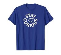 Stay Curious Détective Typographie Vintage T-Shirt, Homme, Bleu Royal, L