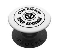 Stay Diggin' Keep Spinnin Adaptor Vinyl Junkie Record Lovers PopSockets PopGrip Adhésif