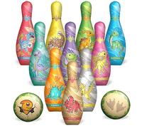 STAY GENT Dinosaure Jeu de Quille avec 10 Quilles et 2 Boules Souples, Jeux de Quilles Balle en Mousse Bowling Enfants pour Intérieur Extérieur Cadeaux pour 2 3 4 5 6 Ans Enfants Anniversaires Noël