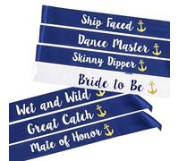STAY GENT Hen Party Sashes 7 Pièces Bride to Be Echarpe avec 1pièces Blanc Bride to Be Echarpe + 6pièces Bleu Bracelet Evjf Team Bride Écharpe pour Douche nuptiale et Evjf Accessories Decoration