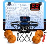 STAY GENT Mini Panier Basket Interieur avec Plusieurs Couleurs Lumières LED/4 Ballons/Scoreur Automatique, Porte Panier de Basket pour Chambre, Mini Hoop Jeu Cadeaux pour 3 7 8 9 Enfants Garçon Fille