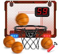 STAY GENT Panier de Basket Interieur, Mini Panier Basket la Porte avec Plusieurs Couleurs Lumières LED 4 Ballons Marqueur Automatique Panier Basket pour Chambre Mini Hoop Jeux Sportif Enfant Adultes