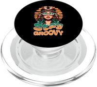 Stay Groovy Retro Hippie Woman Peace Sign Sunset PopSockets PopGrip pour MagSafe